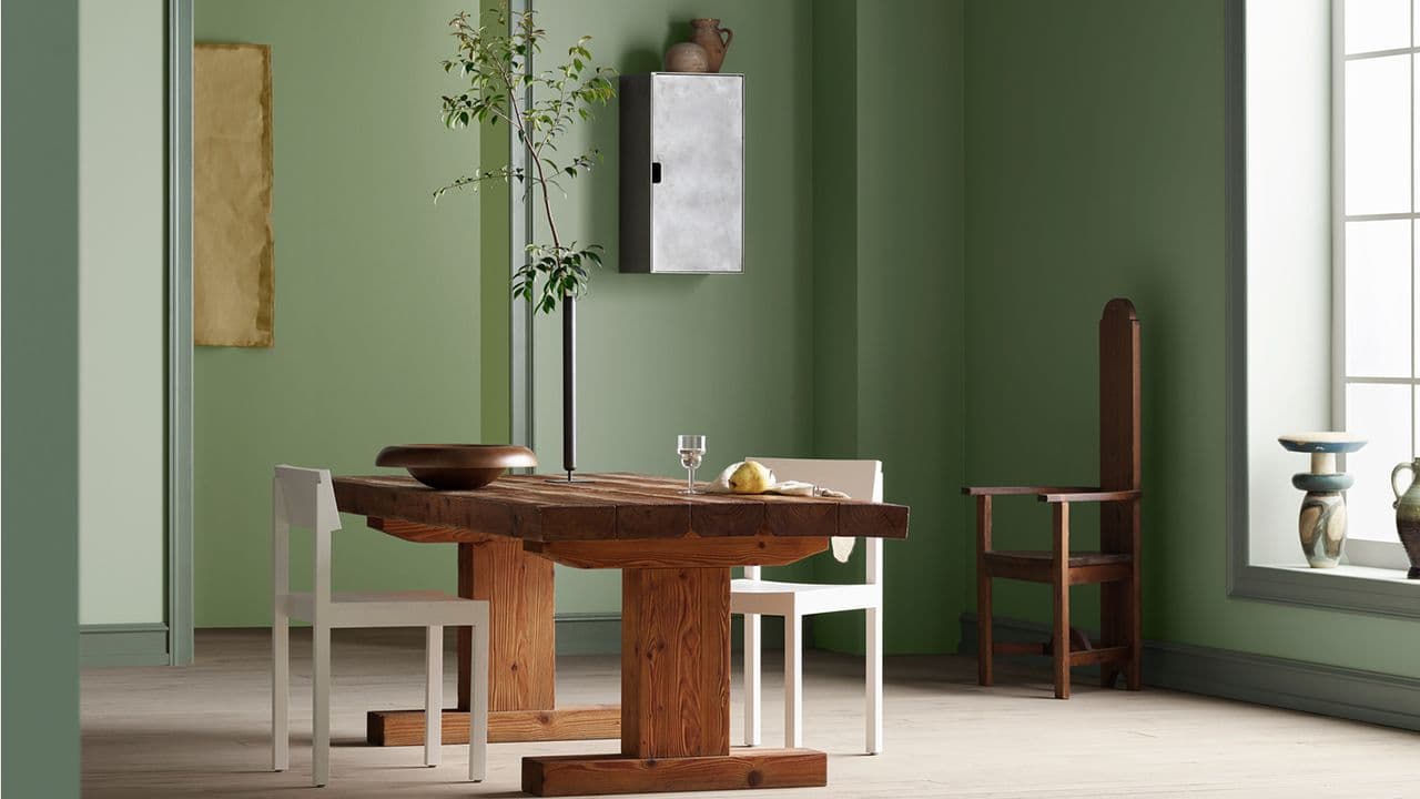 stue med grønne vegger