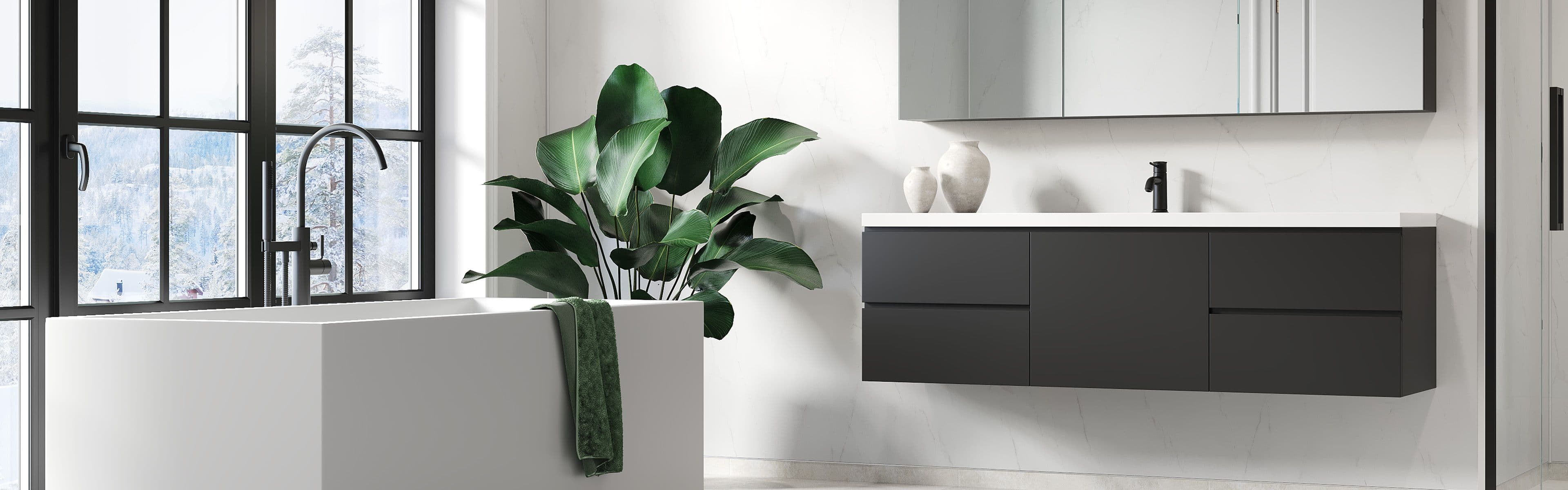 Lyst baderom med baderomsplater fra Fibo