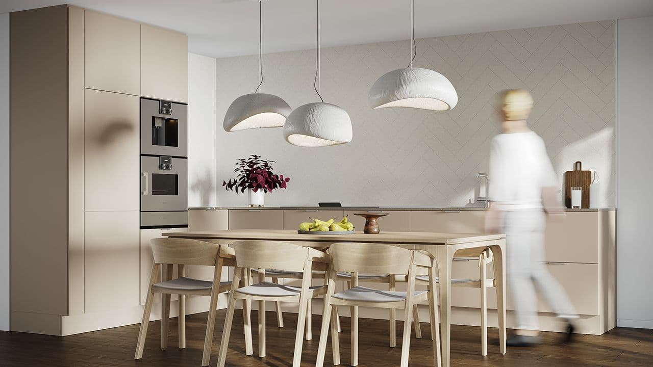 Nytt kjøkken med veggplater.