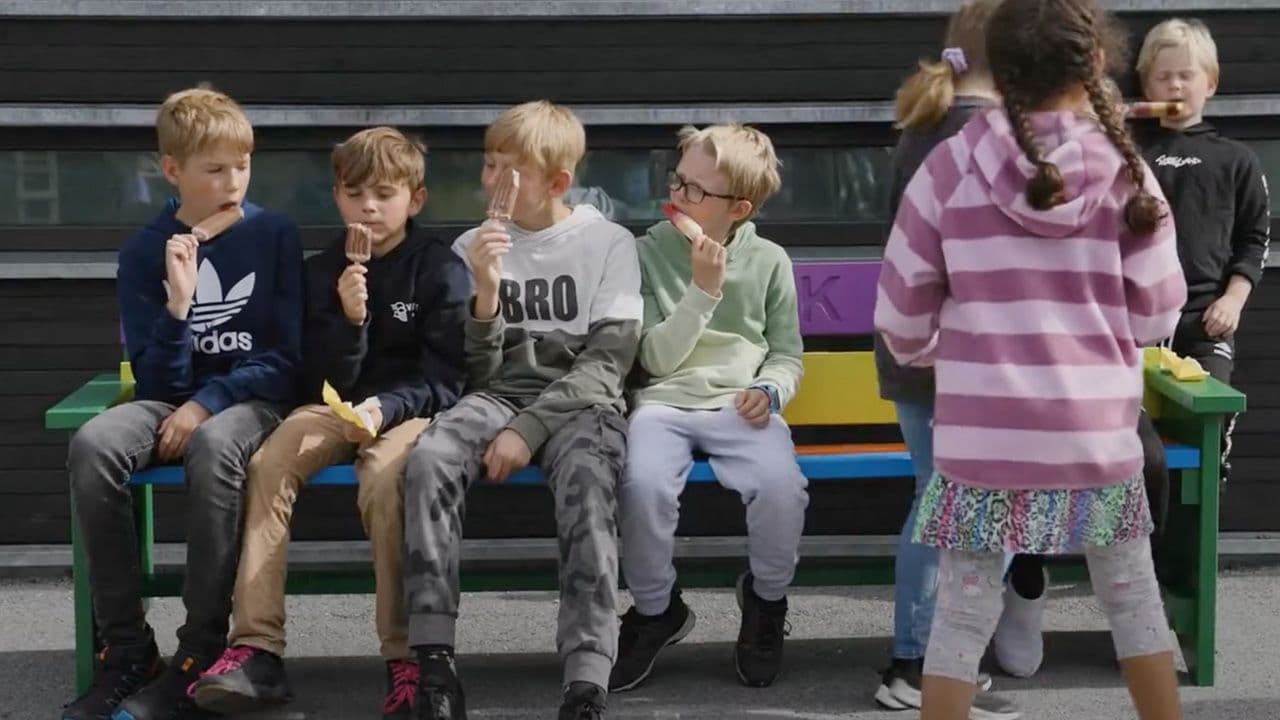 Elevene på Rogne Skule i Øystre Slidre er fornøyde med de nye vennebenkene fra Plankefondet