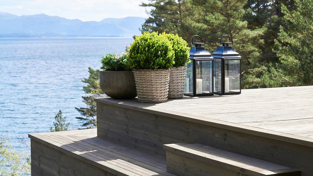 Terrasse med ulike nivåer.